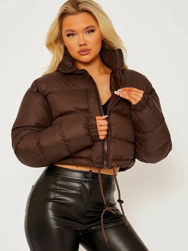 Women's Down Jacket $59.50 Dana Fashion Color: Brown Size: L Women's clothing Product information: Thickness: medium Fabric name: Polyester Fiber Color: black, silver gray, red, green, wine red, Army Green, white, brown, khaki, pink, gray side seam plus p