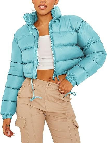 Women's Down Jacket $59.50 Dana Fashion Color: Sky Blue Side Seam Plus Pocket Size: L Women's clothing Product information: Thickness: medium Fabric name: Polyester Fiber Color: black, silver gray, red, green, wine red, Army Green, white, brown, khaki, pi