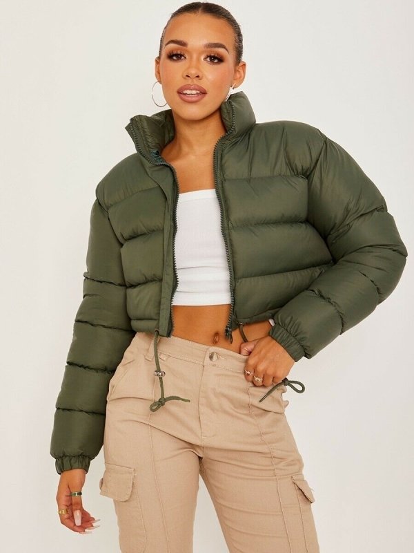 Women's Down Jacket $59.50 Dana Fashion Color: Army Green Size: L Women's clothing Product information: Thickness: medium Fabric name: Polyester Fiber Color: black, silver gray, red, green, wine red, Army Green, white, brown, khaki, pink, gray side seam p
