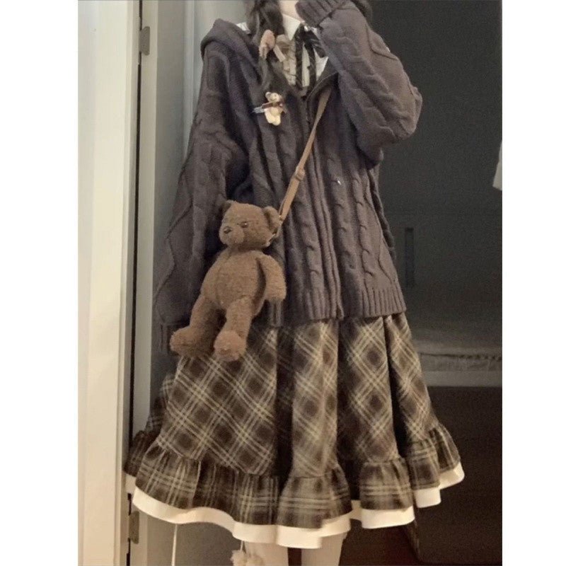 Women's Dress Sweater Coat Two-piece Set $39.99 Dana Fashion Style: Coat Size: 2XL Women's clothing Product information: Fabric name: acrylic Color: dress and coat two-piece set, dress, cardigan Size: S,M,L,XL,2XL Applicable Gender: Female Skirt length: l
