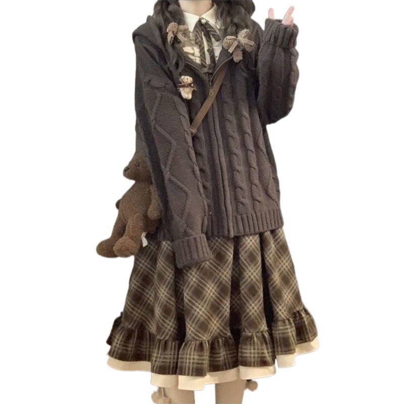 Women's Dress Sweater Coat Two-piece Set $39.99 Dana Fashion Style: Coat Size: 2XL Women's clothing Product information: Fabric name: acrylic Color: dress and coat two-piece set, dress, cardigan Size: S,M,L,XL,2XL Applicable Gender: Female Skirt length: l
