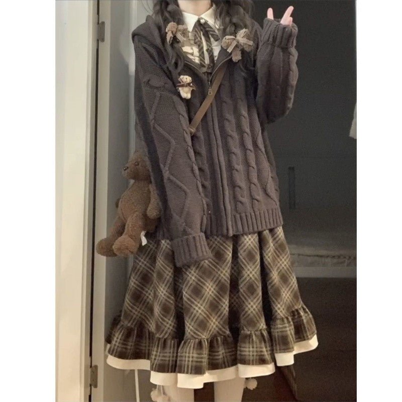 Women's Dress Sweater Coat Two-piece Set $39.99 Dana Fashion Style: Dress And Coat Size: 2XL Women's clothing Product information: Fabric name: acrylic Color: dress and coat two-piece set, dress, cardigan Size: S,M,L,XL,2XL Applicable Gender: Female Skirt