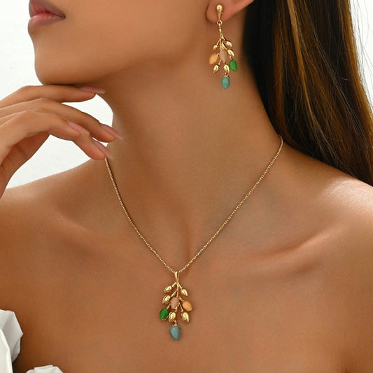 Women's Earrings Necklace Jewelry Suit Wheat $35.22 Dana Fashion Color: XL54071 Women's Accessories Product information: Pattern: plants and flowers Treatment Process: inlay Color: XL5407-1,XL5407-2 Applicable population: Female Inlaid material: Gem Mater