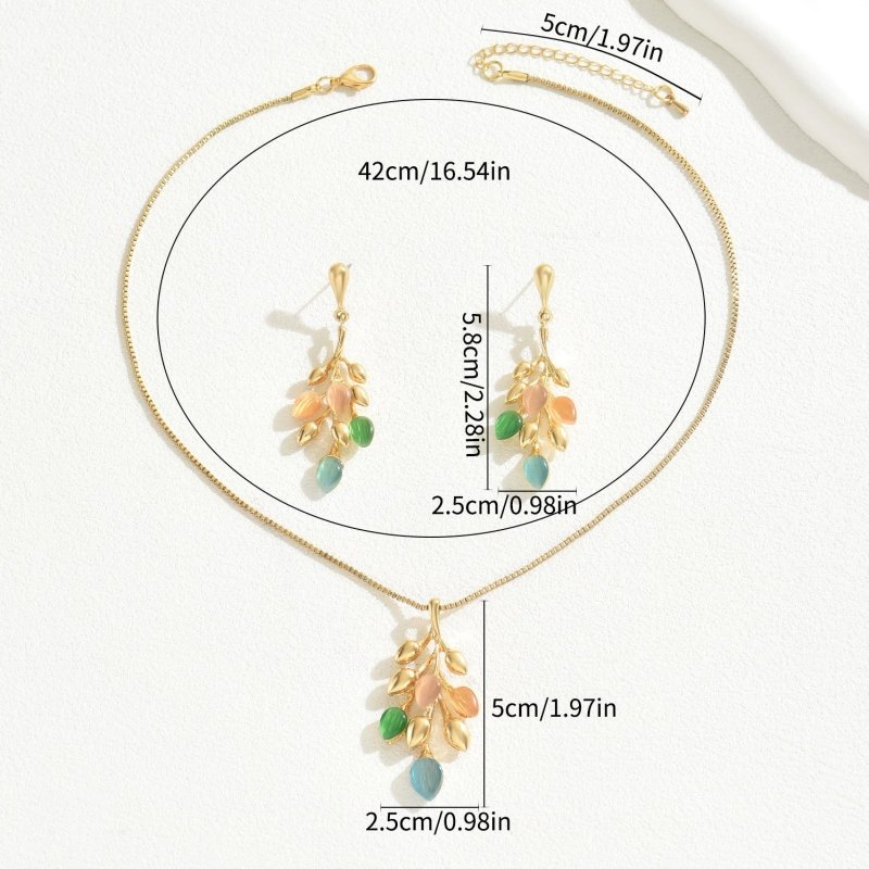 Women's Earrings Necklace Jewelry Suit Wheat $35.22 Dana Fashion Color: XL54071 Women's Accessories Product information: Pattern: plants and flowers Treatment Process: inlay Color: XL5407-1,XL5407-2 Applicable population: Female Inlaid material: Gem Mater