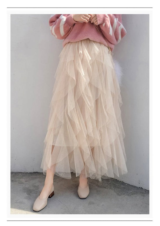 Women's Easy Matching Mesh Stitching Skirt $38.95 Dana Fashion Color: Khaki Size: Average Size Women's clothing Product information: Pattern: solid color Skirt type: Dress Color: white, gray, black, pink, apricot, royal blue, rose red, khaki, brown, light