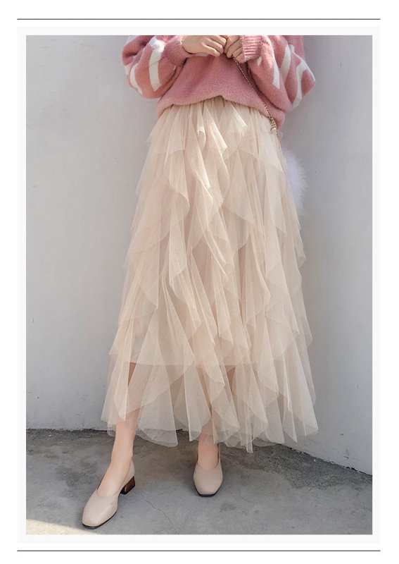 Women's Easy Matching Mesh Stitching Skirt $38.95 Dana Fashion Color: Khaki Size: Average Size Women's clothing Product information: Pattern: solid color Skirt type: Dress Color: white, gray, black, pink, apricot, royal blue, rose red, khaki, brown, light
