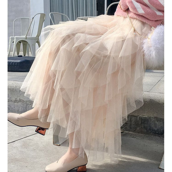 Women's Easy Matching Mesh Stitching Skirt $38.95 Dana Fashion Color: Apricot Size: Average Size Women's clothing Product information: Pattern: solid color Skirt type: Dress Color: white, gray, black, pink, apricot, royal blue, rose red, khaki, brown, lig