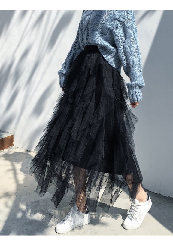 Women's Easy Matching Mesh Stitching Skirt $38.95 Dana Fashion Color: Black Size: Average Size Women's clothing Product information: Pattern: solid color Skirt type: Dress Color: white, gray, black, pink, apricot, royal blue, rose red, khaki, brown, light