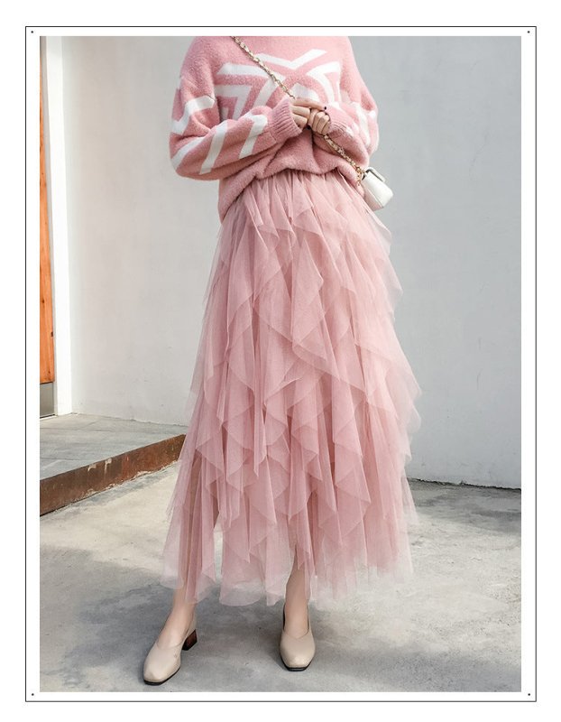 Women's Easy Matching Mesh Stitching Skirt $38.95 Dana Fashion Color: Pink Size: Average Size Women's clothing Product information: Pattern: solid color Skirt type: Dress Color: white, gray, black, pink, apricot, royal blue, rose red, khaki, brown, light
