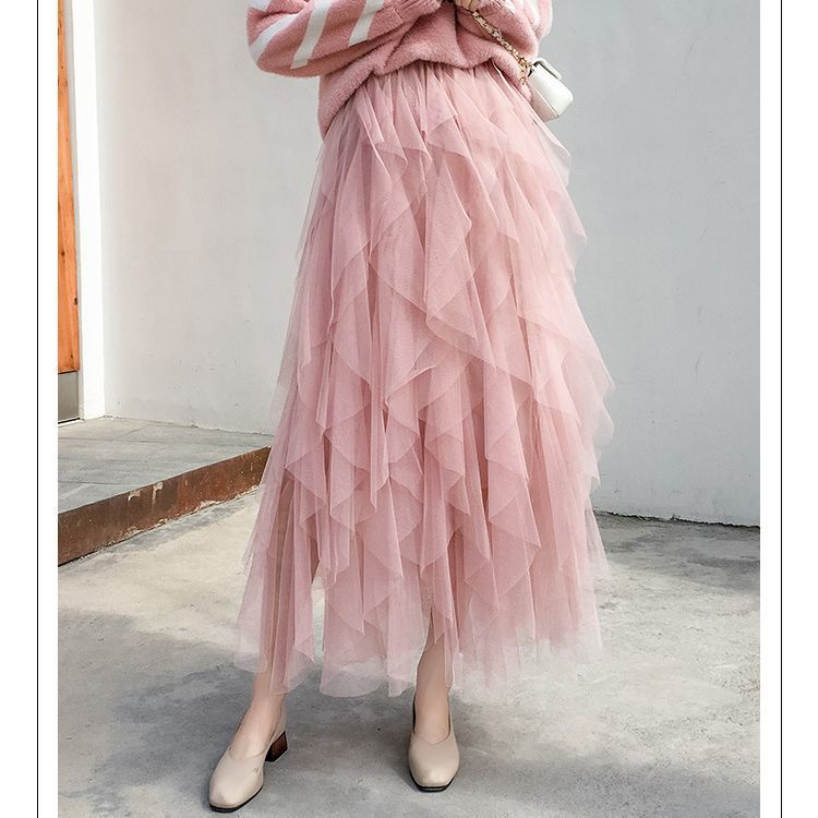 Women's Easy Matching Mesh Stitching Skirt $38.95 Dana Fashion Color: Apricot Size: Average Size Women's clothing Product information: Pattern: solid color Skirt type: Dress Color: white, gray, black, pink, apricot, royal blue, rose red, khaki, brown, lig