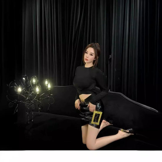 Women's Fashion All-matching Temperament Hip Skirt $65.00 Dana Fashion Color: Black Size: L Women's clothing Product information: Pattern: solid color Fabric name: Polyester Skirt type: hip skirt Color: Black Clothing style: Europe and America Size: S,M,L