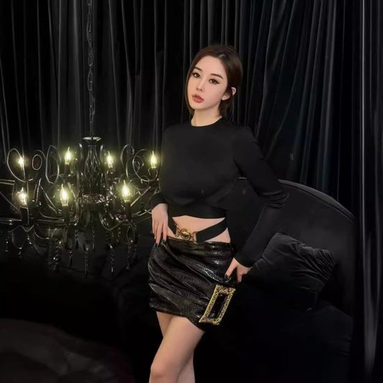 Women's Fashion All-matching Temperament Hip Skirt $65.00 Dana Fashion Color: Black Size: L Women's clothing Product information: Pattern: solid color Fabric name: Polyester Skirt type: hip skirt Color: Black Clothing style: Europe and America Size: S,M,L