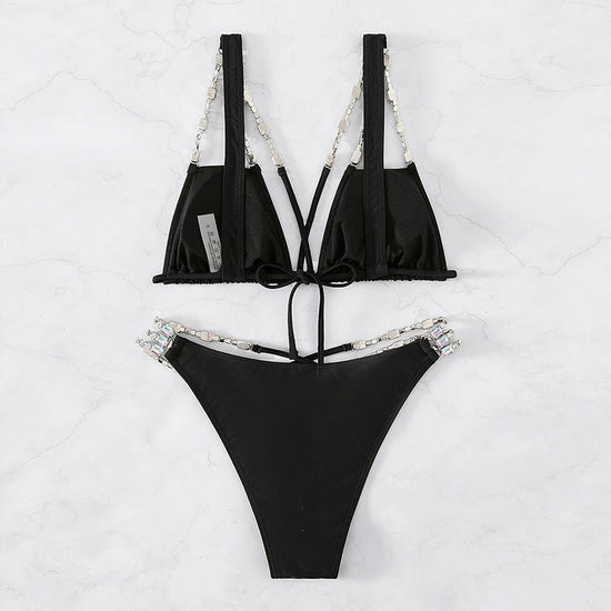 Women's Fashion Bikini Summer Swimwear $47.05 Dana Fashion Color: Black Size: L Women's clothing Product Information: Applicable gender: female Pattern style: solid color, high waist, sexy, backless, European and American Fabric composition: nylon Color: