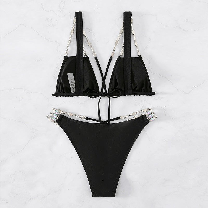 Women's Fashion Bikini Summer Swimwear $47.05 Dana Fashion Color: Black Size: L Women's clothing Product Information: Applicable gender: female Pattern style: solid color, high waist, sexy, backless, European and American Fabric composition: nylon Color: