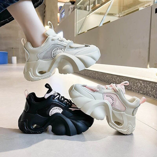 Women's Fashion Casual Thick Bottom Breathable Sneakers $60.50 Dana Fashion Color: Beige size: 35 Women's shoes Product information: Lining material: Mesh Color: pink, black, beige Heel height: mid heel (3-5CM) Size: 35, 36, 37, 38, 39, 40 Sole craft: vis