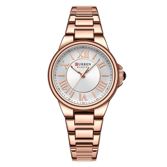 Women's Fashion Clock Steel Belt Watch $40.00 Dana Fashion Color: Rose Shell White Women's Accessories Product information: Color: white shell White, white shell pink, rose shell white, gold shell white, rose shell blue Thickness: 9mm Applicable people: F