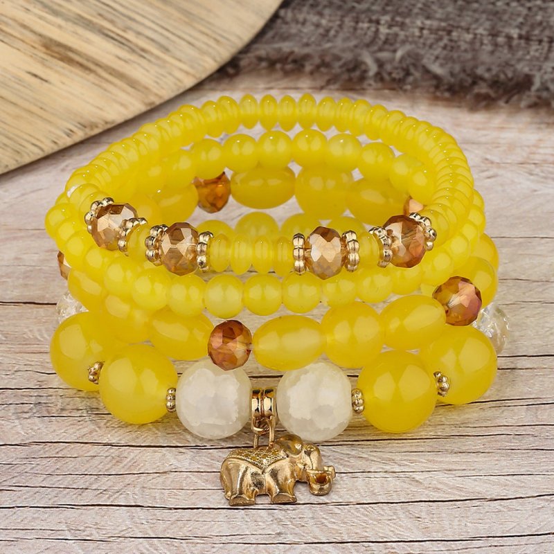 Women's Fashion Elephant Pendant Crystal Bracelet $17.00 Dana Fashion Color: B0253 Yellow Women's Accessories Product information: Treatment Process: Electroplating Color: B0253-beige,B0253-dark mixed, B0253-coffee,B0253-yellow,B0253-Blue Black, B0253-new