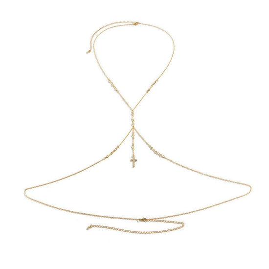 Women's Fashion Exquisite Double-layer Simplicity Pendant Waist Chain $10.87 Dana Fashion Color: Cross Waist Chain Gold Women's Accessories Product information: Color: crystal waist chain, short double-sided diamond waist chain, long double-sided diamond