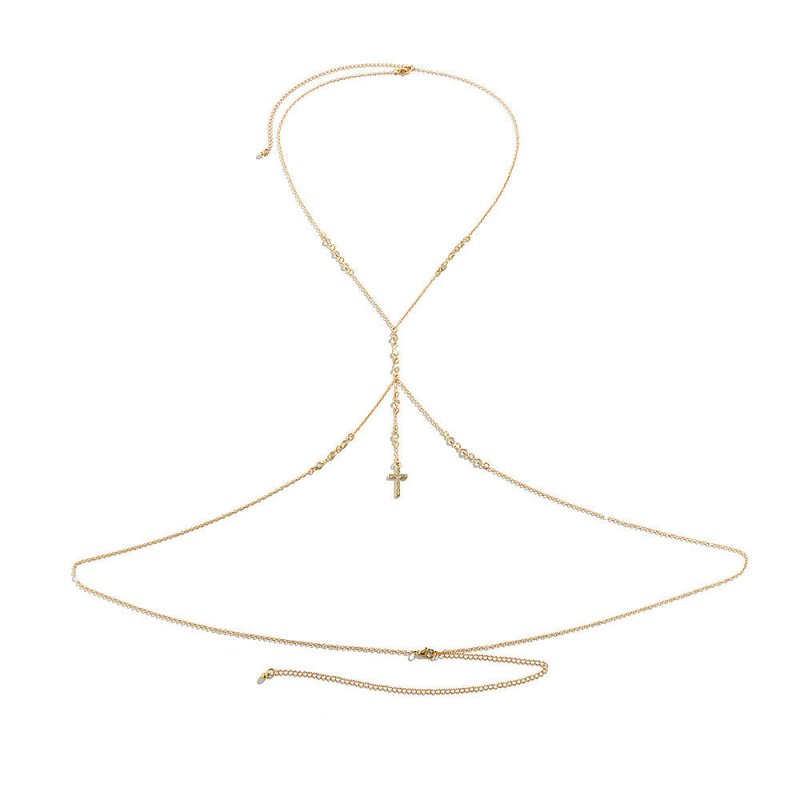 Women's Fashion Exquisite Double-layer Simplicity Pendant Waist Chain $10.87 Dana Fashion Color: Cross Waist Chain Gold Women's Accessories Product information: Color: crystal waist chain, short double-sided diamond waist chain, long double-sided diamond