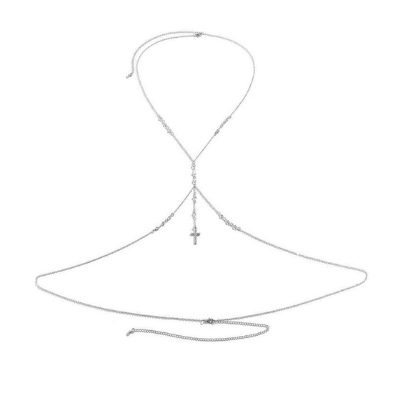 Women's Fashion Exquisite Double-layer Simplicity Pendant Waist Chain $10.87 Dana Fashion Color: Cross Waist Chain Silver Women's Accessories Product information: Color: crystal waist chain, short double-sided diamond waist chain, long double-sided diamon