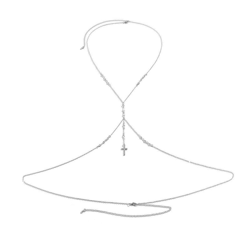 Women's Fashion Exquisite Double-layer Simplicity Pendant Waist Chain $10.87 Dana Fashion Color: Cross Waist Chain Silver Women's Accessories Product information: Color: crystal waist chain, short double-sided diamond waist chain, long double-sided diamon
