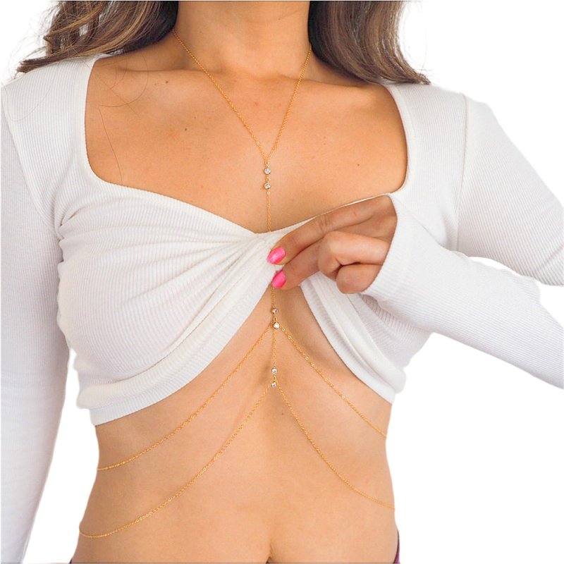 Women's Fashion Exquisite Double-layer Simplicity Pendant Waist Chain $10.87 Dana Fashion Color: Cross Waist Chain Gold Women's Accessories Product information: Color: crystal waist chain, short double-sided diamond waist chain, long double-sided diamond