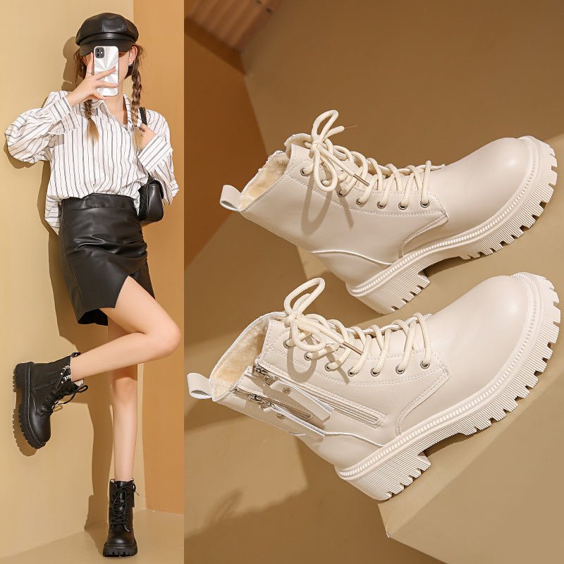 Women's Fashion Leisure Warm Ankle Boots $51.85 Dana Fashion Color: Beige Cotton Size: 35 Women's shoes ข้อมูลผลิตภัณฑ์: ลวดลาย: สีพื้น สี : ซับในสีเบจชั้นเดียว ซับในสีดำชั้นเดียว ซับในผ้าฝ้ายสีเบจ ซับในผ้าฝ้ายสีดำ ขนาด: 35, 36, 37, 38, 39, 40, 41, 42 รูป
