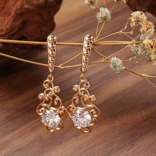 Women's Fashion Long Pattern Zircon Earrings $13.90 Dana Fashion Color: H0222 Rose Gold Women's Accessories Product information: Color: H0222 rose gold Style: Women's Material: Copper Shape: U-shaped Popular elements: Flowers Packing list: Earrings *1 pai