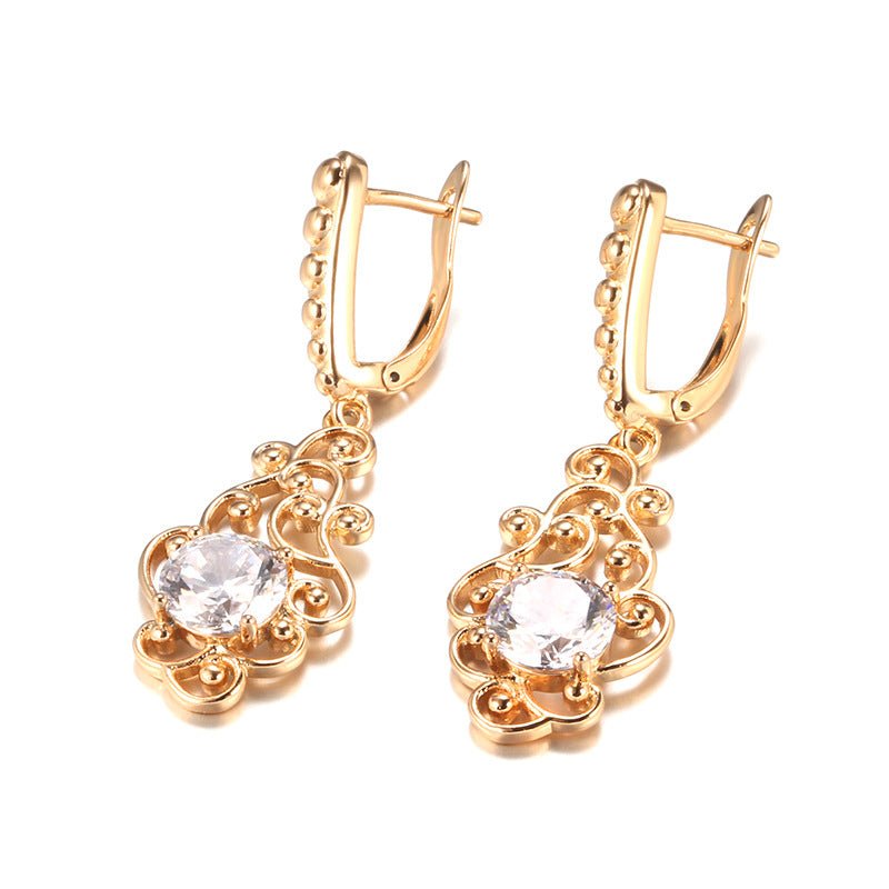 Women's Fashion Long Pattern Zircon Earrings $13.90 Dana Fashion Color: H0222 Rose Gold Women's Accessories Product information: Color: H0222 rose gold Style: Women's Material: Copper Shape: U-shaped Popular elements: Flowers Packing list: Earrings *1 pai