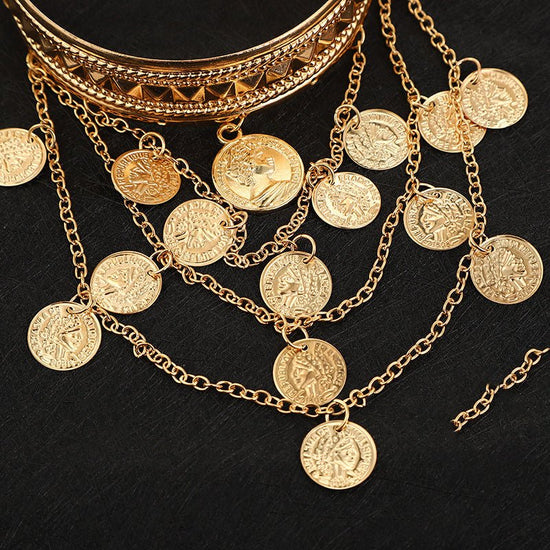 Women's Fashion Metal Coin Tassel Arm Chain $11.55 Dana Fashion Color: Gold Women's Accessories Product information: Color: white, gold Style: Women's Function: Decoration Material: Metal Shape: Wave Packing list: Arm bracelet *1 Product Image: