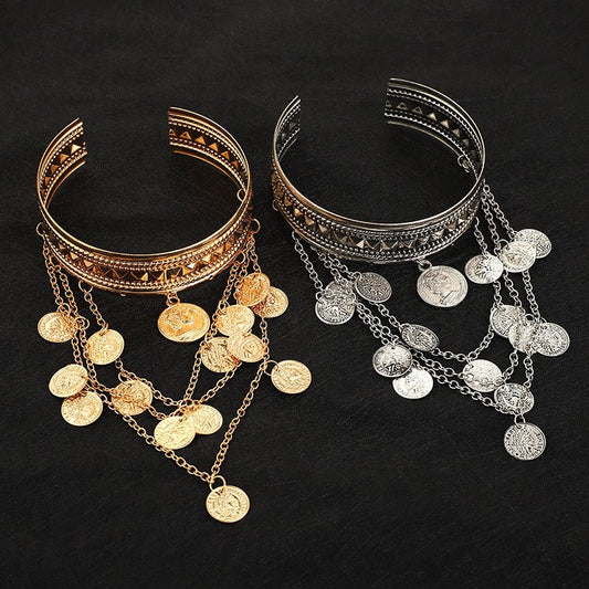 Women's Fashion Metal Coin Tassel Arm Chain $11.55 Dana Fashion Color: Gold Women's Accessories Product information: Color: white, gold Style: Women's Function: Decoration Material: Metal Shape: Wave Packing list: Arm bracelet *1 Product Image: