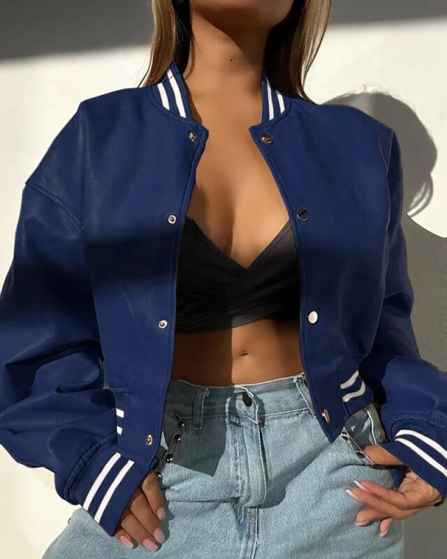 Women's Fashion Motorcycle Fashion PU Leather Coat $39.50 Dana Fashion Color: Blue Size: 2XL Women's clothing Product information: Color: khaki, wine red, blue, dark brown, black Size: S,M,L,XL,2XL Sleeve type: Lantern sleeve Material: PU Applicable Gende