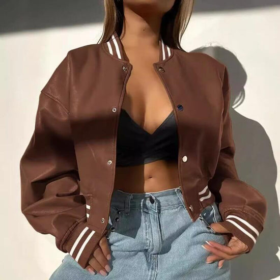 Women's Fashion Motorcycle Fashion PU Leather Coat $39.50 Dana Fashion Color: Black Size: 2XL Women's clothing Product information: Color: khaki, wine red, blue, dark brown, black Size: S,M,L,XL,2XL Sleeve type: Lantern sleeve Material: PU Applicable Gend