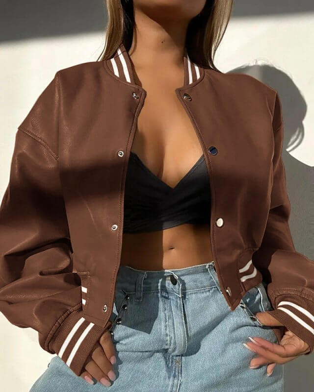 Women's Fashion Motorcycle Fashion PU Leather Coat $39.50 Dana Fashion Color: Dark Brown Size: 2XL Women's clothing Product information: Color: khaki, wine red, blue, dark brown, black Size: S,M,L,XL,2XL Sleeve type: Lantern sleeve Material: PU Applicable