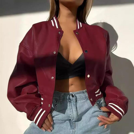 Women's Fashion Motorcycle Fashion PU Leather Coat $39.50 Dana Fashion Color: Black Size: 2XL Women's clothing Product information: Color: khaki, wine red, blue, dark brown, black Size: S,M,L,XL,2XL Sleeve type: Lantern sleeve Material: PU Applicable Gend