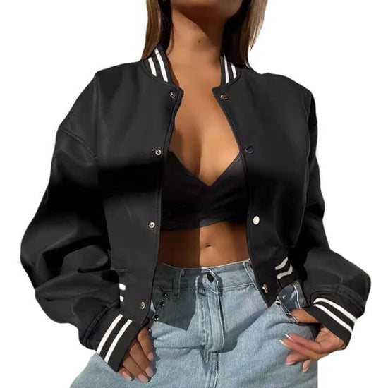 Women's Fashion Motorcycle Fashion PU Leather Coat $39.50 Dana Fashion Color: Black Size: 2XL Women's clothing Product information: Color: khaki, wine red, blue, dark brown, black Size: S,M,L,XL,2XL Sleeve type: Lantern sleeve Material: PU Applicable Gend
