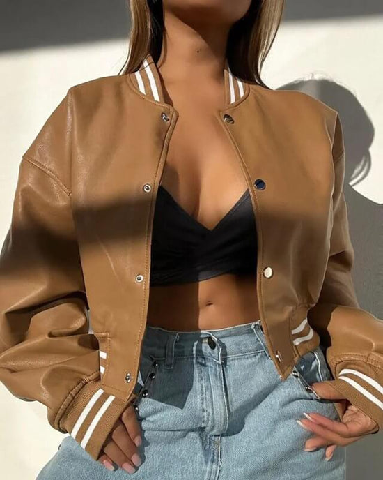 Women's Fashion Motorcycle Fashion PU Leather Coat $39.50 Dana Fashion Color: Khaki Size: 2XL Women's clothing Product information: Color: khaki, wine red, blue, dark brown, black Size: S,M,L,XL,2XL Sleeve type: Lantern sleeve Material: PU Applicable Gend