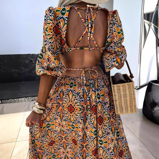 Women's Fashion Multi-color Printing Casual Dress $37.50 Dana Fashion Color: Blue Pattern Size: L Women's clothing Product information: Pattern: Flowers Color: yellow flowers, blue pattern Waist type: high waist Size: S,M,L,XL,XXL Style type: temperament