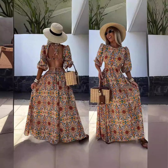 Women's Fashion Multi-color Printing Casual Dress $37.50 Dana Fashion Color: Blue Pattern Size: L Women's clothing Product information: Pattern: Flowers Color: yellow flowers, blue pattern Waist type: high waist Size: S,M,L,XL,XXL Style type: temperament