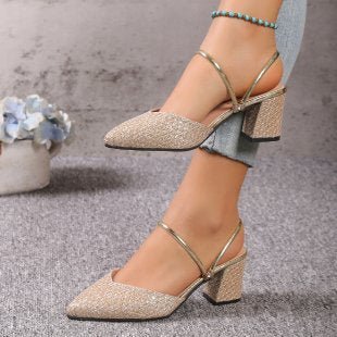 Women's Fashion New High Heel Sandals $35.50 Dana Fashion Color: Gold Size: 35 Women's shoes Product information: Color: black, gold, silver Upper material: PU Size: 35.36, 37.38, 39.40, 41.42 Category: High Heels Style: European and American Packing list