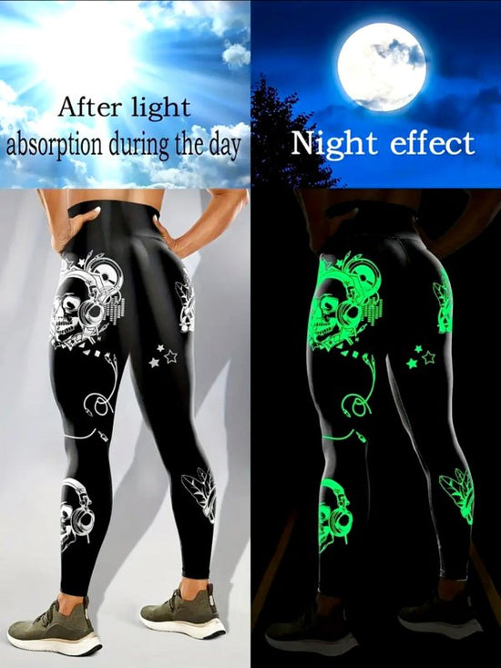 Women's Fashion New Luminous Yoga Pants $25.99 Dana Fashion Color: Listen To Music Size: L Women's clothing معلومات المنتج: الرياضات المناسبة: اليوجا والجري واللياقة البدنية وركوب الدراجات والتنس والمشي لمسافات طويلة والتسلق اسم القماش: مزيج من الألياف ال