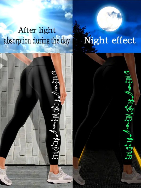 Women's Fashion New Luminous Yoga Pants $25.99 Dana Fashion Color: BSTM0197 Luminous Notes Size: L Women's clothing معلومات المنتج: الرياضات المناسبة: اليوجا والجري واللياقة البدنية وركوب الدراجات والتنس والمشي لمسافات طويلة والتسلق اسم القماش: مزيج من ال