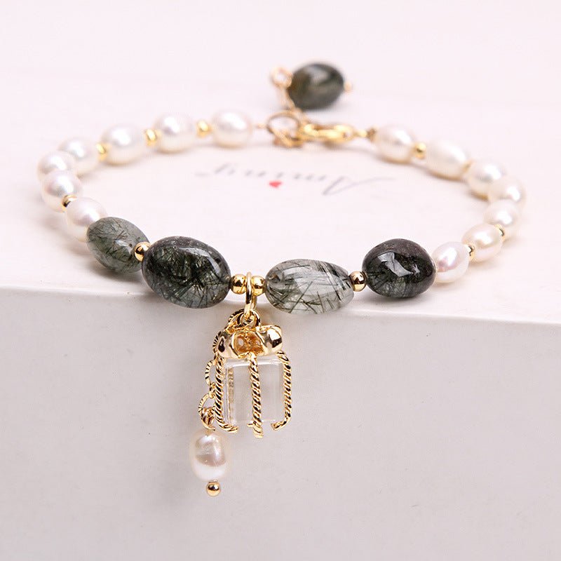 Women's Fashion Personalized Natural Pearl Bracelet $19.00 Dana Fashion Color: Green Ghost Women's Accessories Product information: Color: Strawberry quartz natural freshwater pearl, green ghost natural freshwater pearl, purple crystal natural freshwater