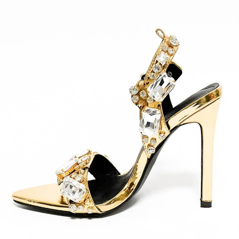 Women's Fashion Rivet Rhinestone Stiletto Heels $65.50 Dana Fashion Color: Golden 11cm Size: 35 Women's shoes Product information: Scaffolding shape: square head Color: Gold 11cm, purple 11cm, Green 11cm, silver 11cm, gold 8.5cm, purple 8.5cm, Green 8.5cm