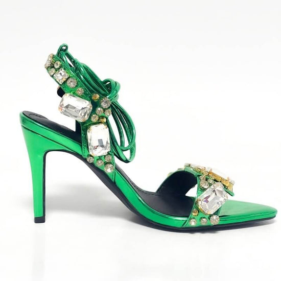 Women's Fashion Rivet Rhinestone Stiletto Heels $65.50 Dana Fashion Color: Green 8.5cm Size: 35 Women's shoes Product information: Scaffolding shape: square head Color: Gold 11cm, purple 11cm, Green 11cm, silver 11cm, gold 8.5cm, purple 8.5cm, Green 8.5cm