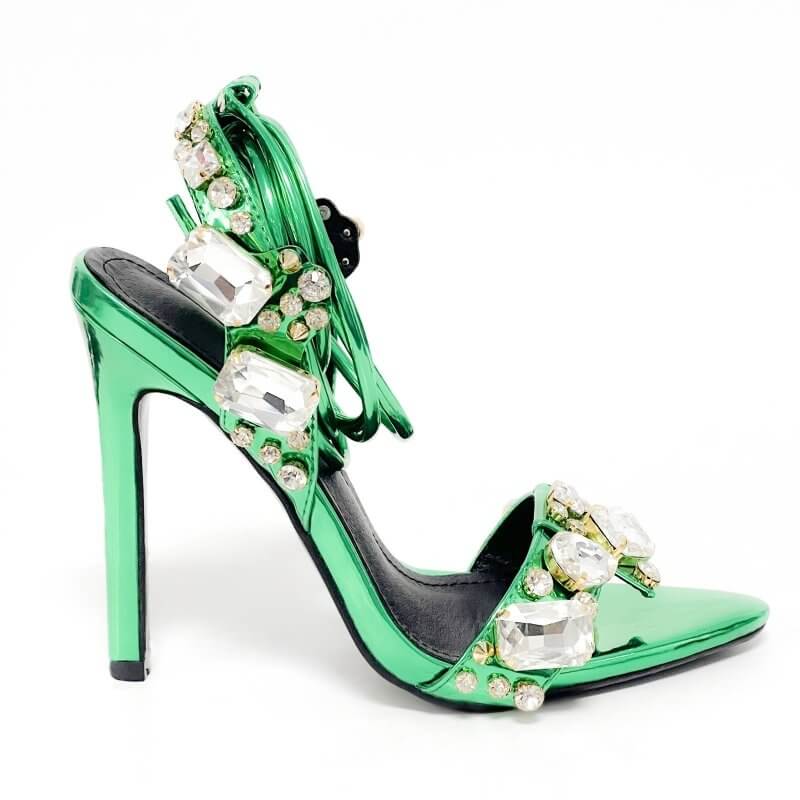 Women's Fashion Rivet Rhinestone Stiletto Heels $65.50 Dana Fashion Color: Green 11cm Size: 35 Women's shoes Product information: Scaffolding shape: square head Color: Gold 11cm, purple 11cm, Green 11cm, silver 11cm, gold 8.5cm, purple 8.5cm, Green 8.5cm,