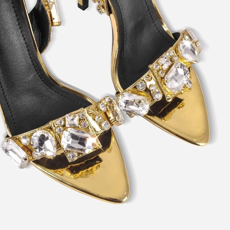 Women's Fashion Rivet Rhinestone Stiletto Heels $65.50 Dana Fashion Color: Golden 11cm Size: 35 Women's shoes Product information: Scaffolding shape: square head Color: Gold 11cm, purple 11cm, Green 11cm, silver 11cm, gold 8.5cm, purple 8.5cm, Green 8.5cm