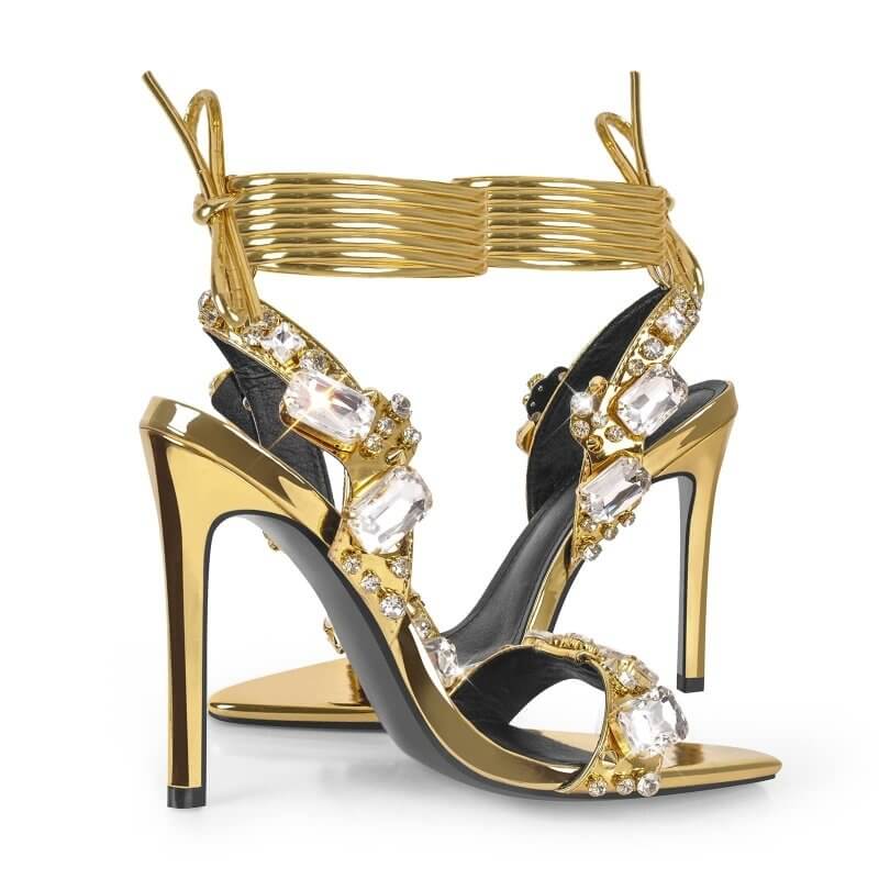 Women's Fashion Rivet Rhinestone Stiletto Heels $65.50 Dana Fashion Color: Golden 11cm Size: 35 Women's shoes Product information: Scaffolding shape: square head Color: Gold 11cm, purple 11cm, Green 11cm, silver 11cm, gold 8.5cm, purple 8.5cm, Green 8.5cm