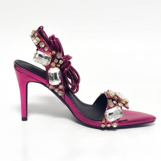 Women's Fashion Rivet Rhinestone Stiletto Heels $65.50 Dana Fashion Color: Purple 8.5cm Size: 35 Women's shoes Product information: Scaffolding shape: square head Color: Gold 11cm, purple 11cm, Green 11cm, silver 11cm, gold 8.5cm, purple 8.5cm, Green 8.5c