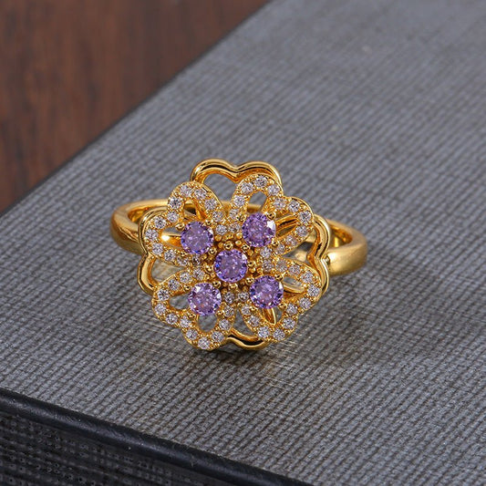 Women's Fashion Rotatable Purple Diamond Ring $15.50 Dana Fashion Color: J1560Purple Women's Accessories Product information: Type: Ring Color: J1560-Purple Applicable population: Female Material: Copper Shape: Flower Style: Natural Packing list: Ring *1